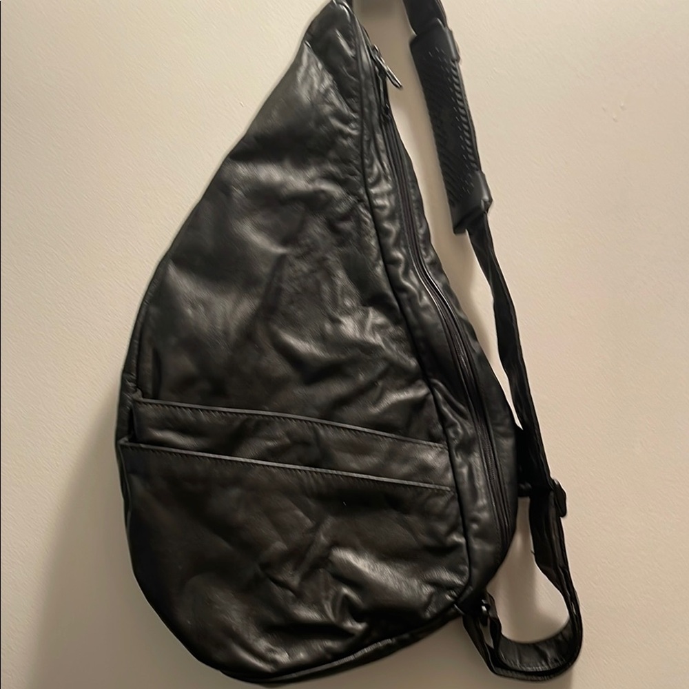 Black Leather Sling Bag